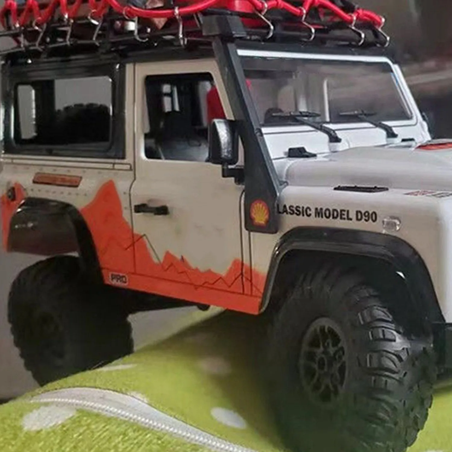 B24C-5 قطع RC جزء السيارة: 4 قطع Rc سيارة معدنية محور عجلات عجلات حافة و 1 قطعة شبكة أمتعة مرنة أسود