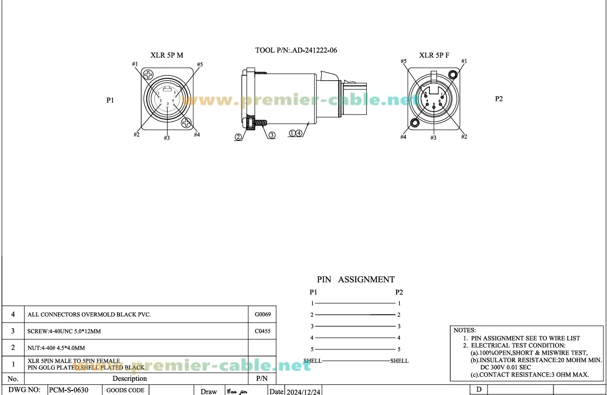 D-Typ DMX512 XLR 5-Pin Stecker auf Buchse Flansch-Chassis-Panel-Montage-Durchgangsadapter für Bühnenlicht – Detail 1