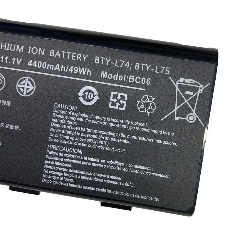 SWZY BTY-L74 BTY-L75 49Wh 11.1V 4400mAh Laptop Battery for MSI MS-1682 A5000 A6000 A6200 A6203 A7005 A7200 CR500X CR600 CR610