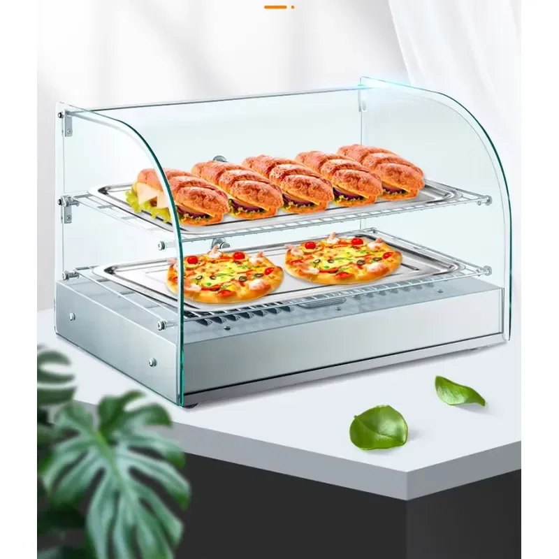 25L to 115L Stainless Steel Commercial Hot Food Warmer Display Cabinet with Hinged Glass Door and LED Light Waterproof