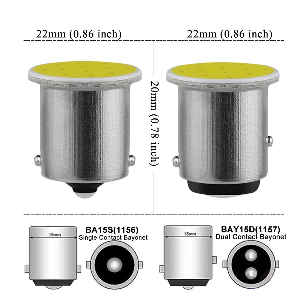 1/4/10 PCS P21W 1156 BA15S 1157 BAY15D COB LED Bulbs Turn Signal Lights 12V 7000K White Car Reverse Backup Parking Brake Lamps image 2