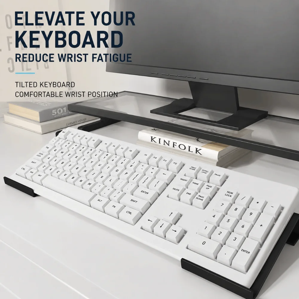 1PCS/1Pair Portable Metal Keyboard Riser Space-Saving Black White Phone Holder Non-Slip Tablet Stand Gaming Setup