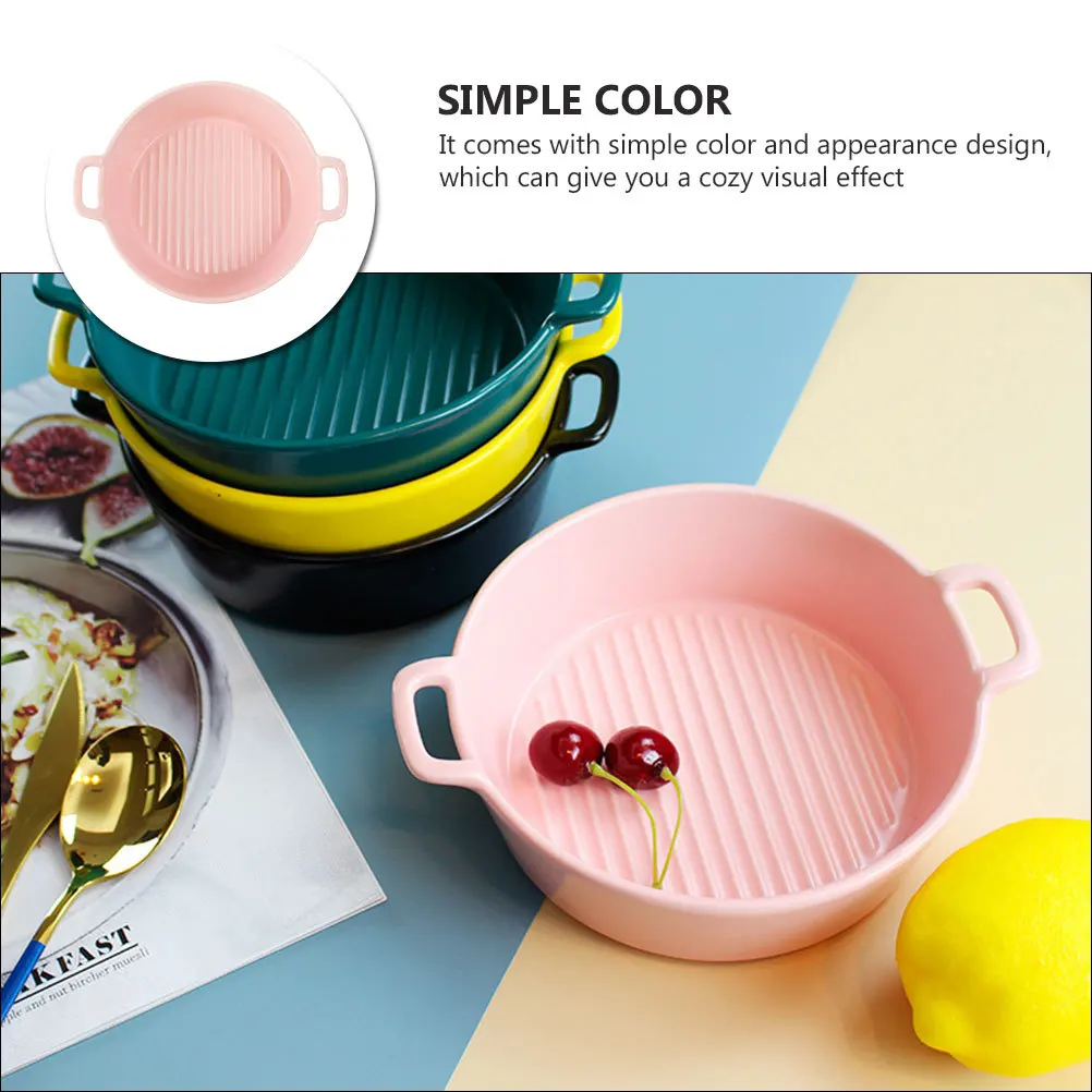 

1Pcs Ceramic Dual-Ear Serving Plate Food Dish Round Nordic Style Tableware for Home Restaurant Steak Salad Dessert Pasta