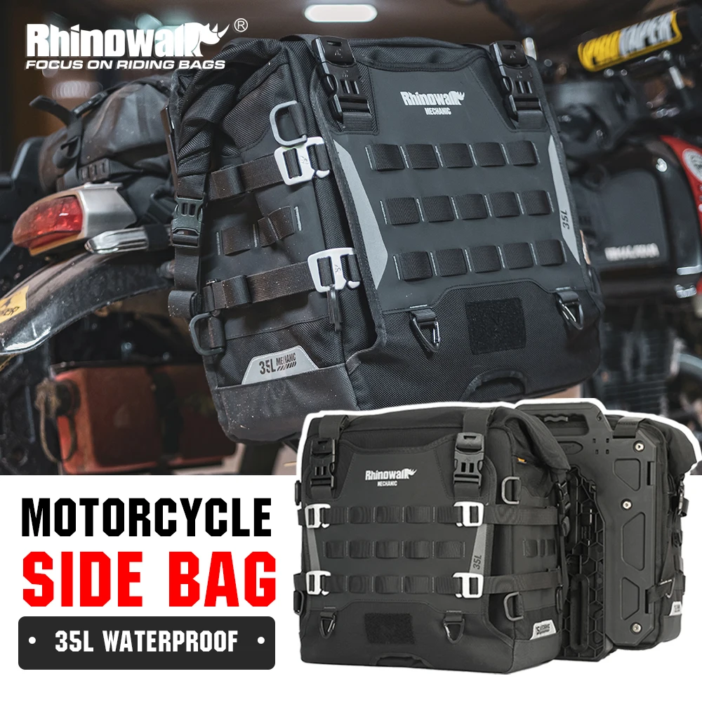 Rhinowalk Motorcycle Side Bag Quick Release 35l Waterproof Motorcycle Saddle Bag Luggage Pannier Travel Storage Box With keyhole