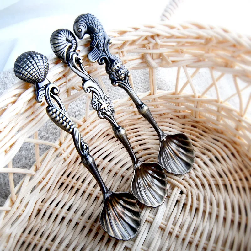 1PC Vintage Coffee Ice Wedding Ocean Spoon Gift Shell Stirring Kitchen Utensils