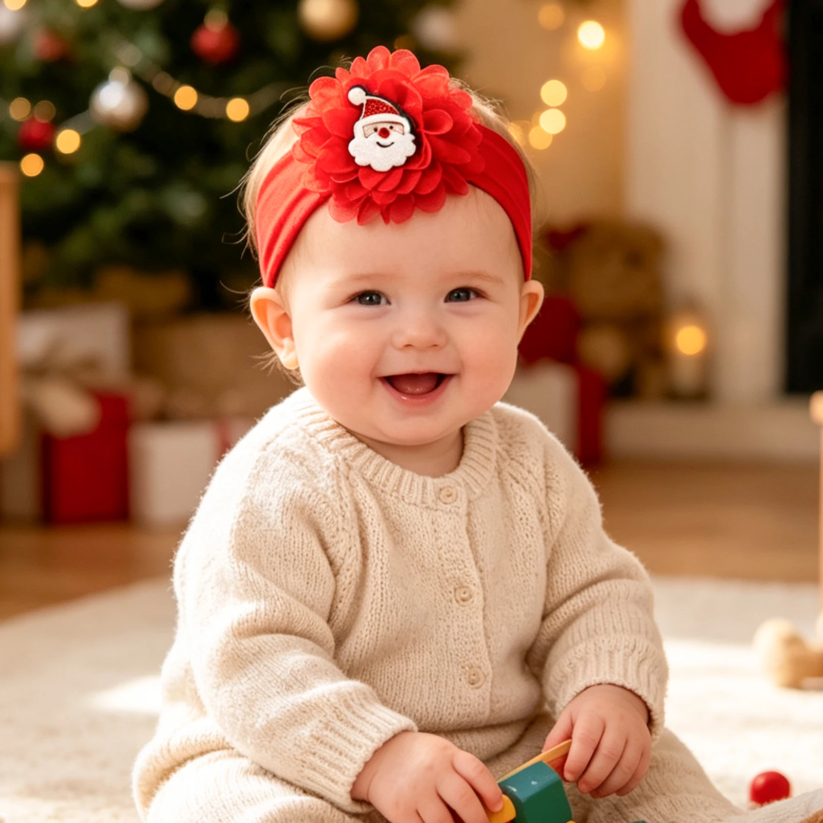 1/2/4 Pieces, Cute Christmas baby Headband, Soft Nylon Elastic Headband, Christmas Tree Bow, Bell, Holiday Hair Accessory