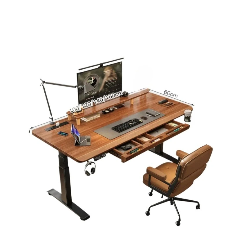 Solid Wood Electric Lifting Table Smart Computer Desk with Drawers Home E-sports Table Learning Office Desk
