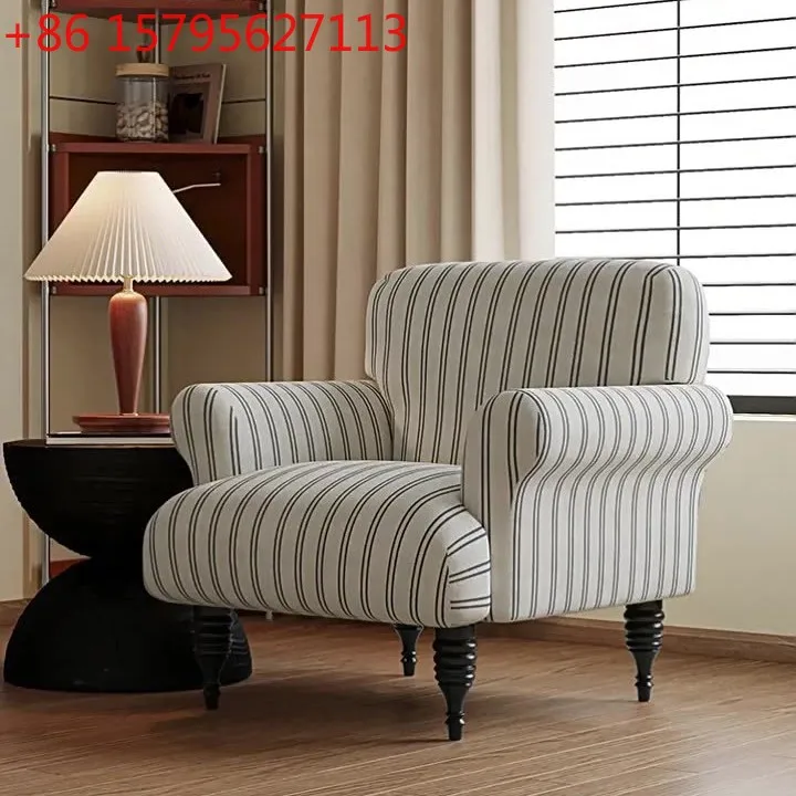 

Retro single sofa chair medieval wabi-sabi wind living room B & B small apartment cotton and linen designer tiger chair