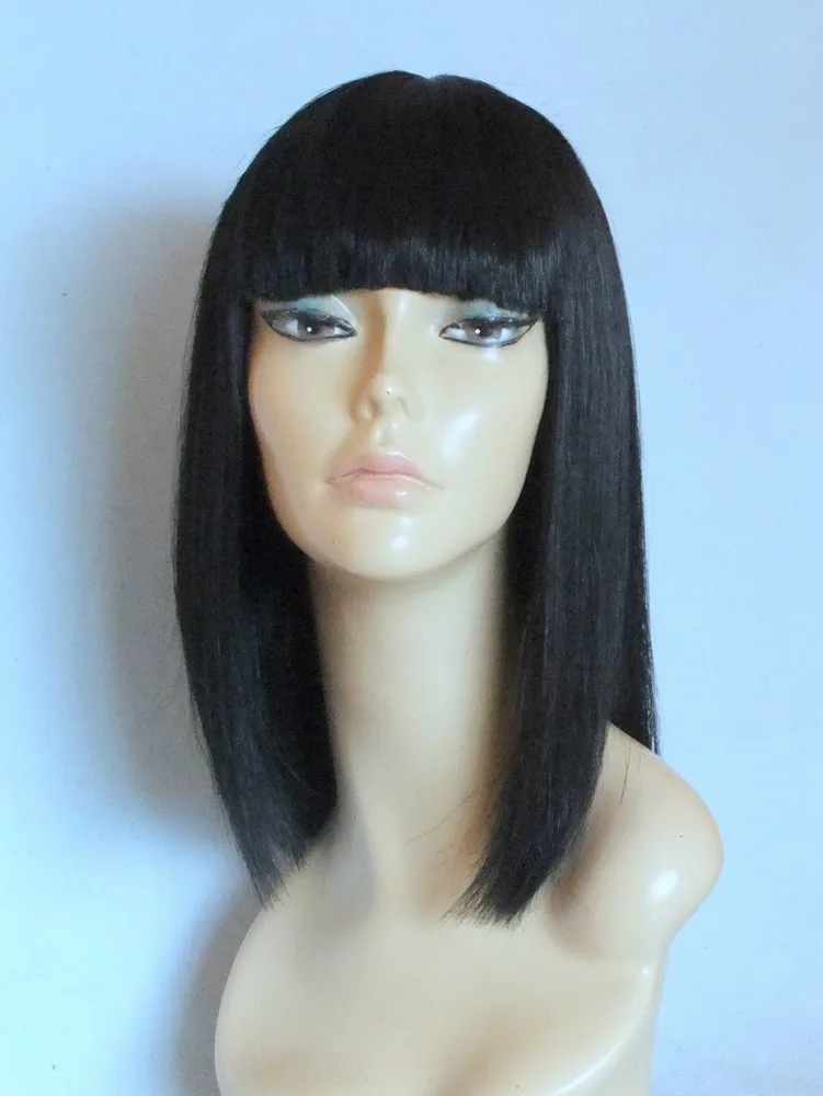 شعر مستعار مقاوم للحرارة العالية، هامش ناعم، أسود للسيدات، شعر مستعار كامل يوميًا في المملكة المتحدة