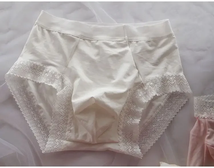 Slip BF da uomo con orlo in pizzo rosa modale morbido privato FKK Party Harajuku Run Touring