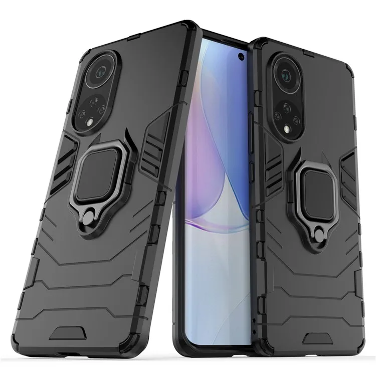 

Dual-Layer Soft Flexible TPU + Hard PC Anti-Slip Protective Phone Case with Kickstand for Huawei nova 9 - Black