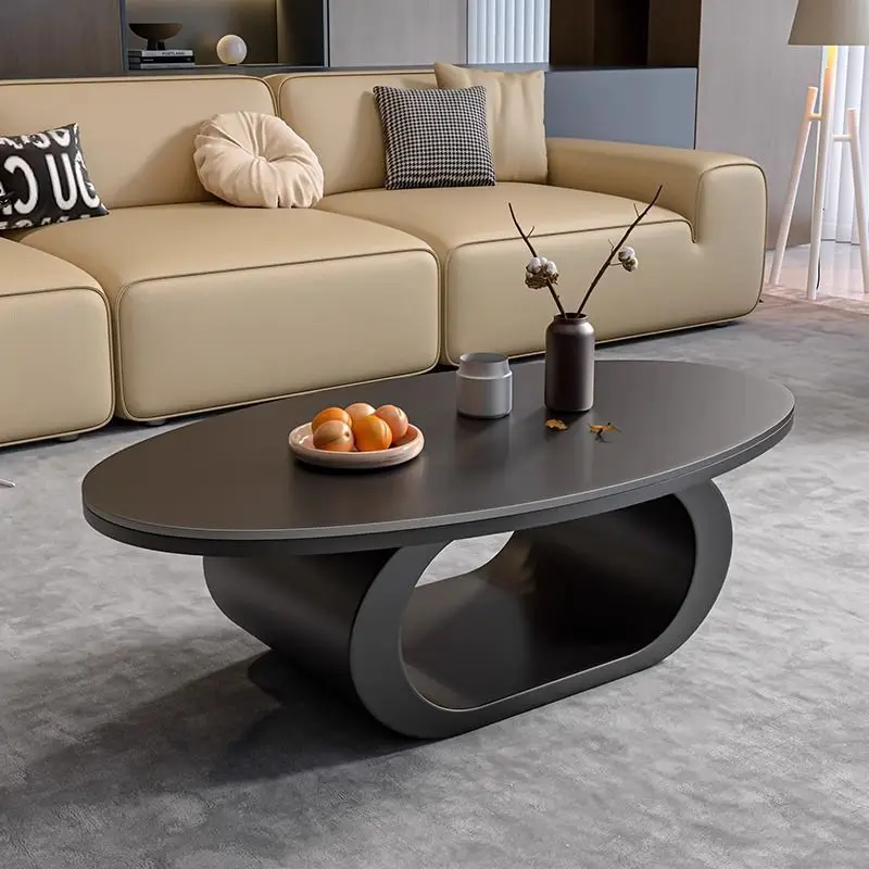 

Rock slab Italian light luxury coffee table living room minimalist home modern simple oval combination small apartment advanced