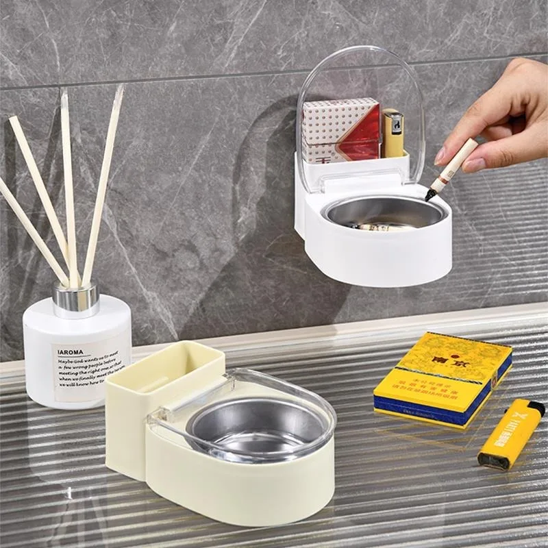 

Windproof Stainless Steel Wall Mounted Ashtray - Minimalist Design for Home, Office, Indoor/Outdoor Use Smokeless Ashtray