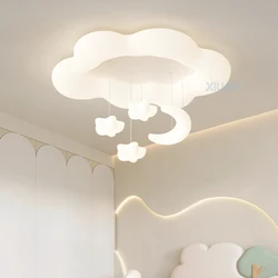 Creative White Cloud Bedroom Chandelier Lamps Star Moon PE Sconces Hanging Ball Kids Room Ceiling Suspension Light Girl Boy Baby