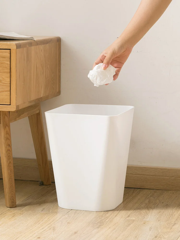 

Plastic Nordic Waste Bin Living Room Large Simple Rectangular Garbage Bin Creative Toilet Trash Can Kitchen Maison Cleaning Tool