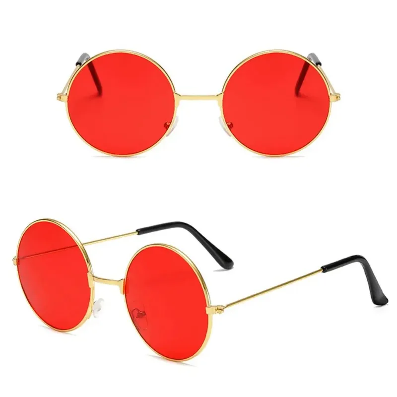 Fashion Women Men Disco Hippie Circle Glasses Round Sunglasses Metal Ladies And Gentlemen's Party Dance Party Wedding Eyewear image 4