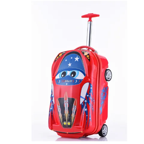 Boys car style Ride On suitcase for kids carry on travel luggage suitcase boys 18 Inch Travel Trolley Scooter Suitcase for boys