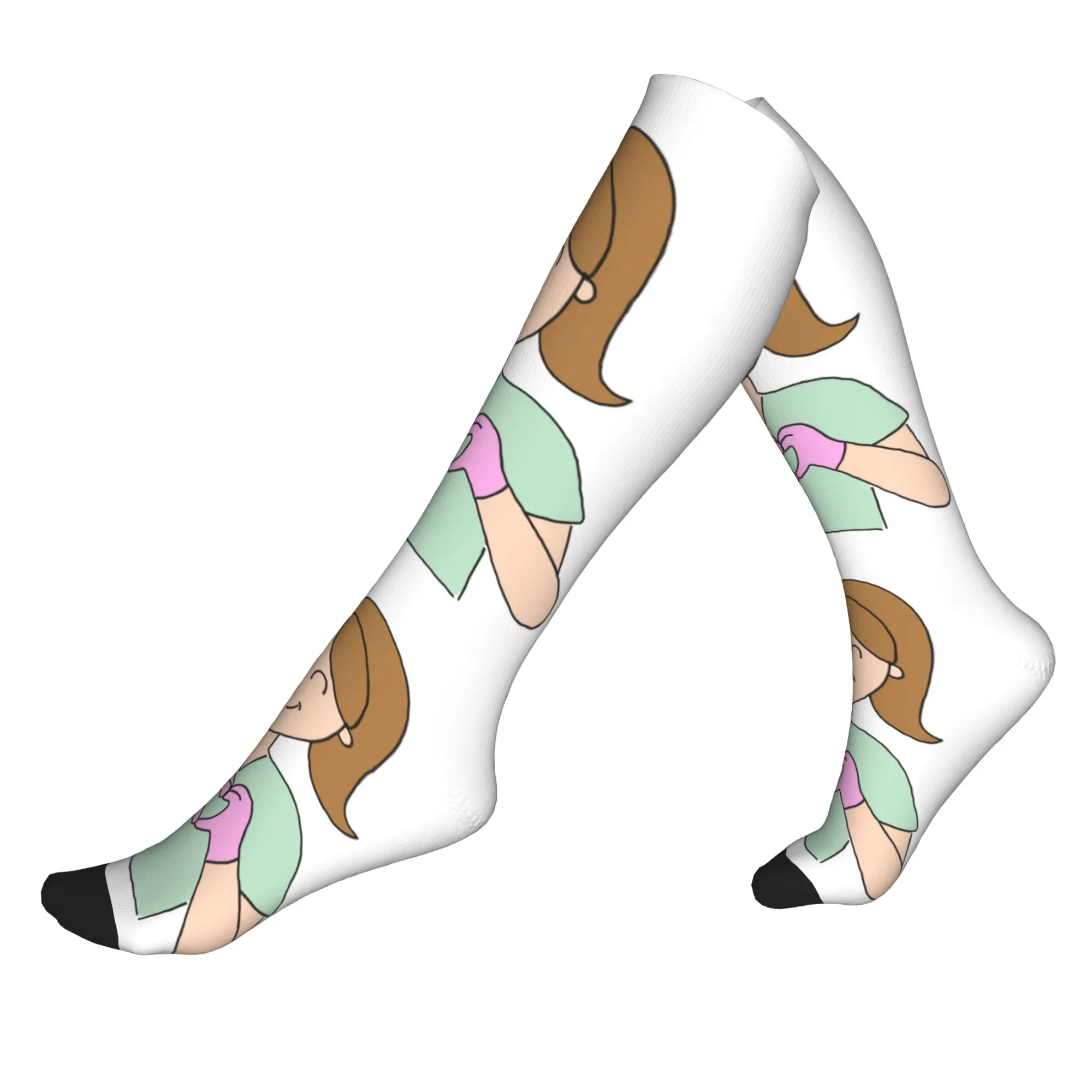 Chaussettes Harajuku Doctor Nurse Medical Medicine Enfermera En Apuros pour hommes et femmes, chaussettes de sport chaudes imprimées, chaussettes de compression pour le football
