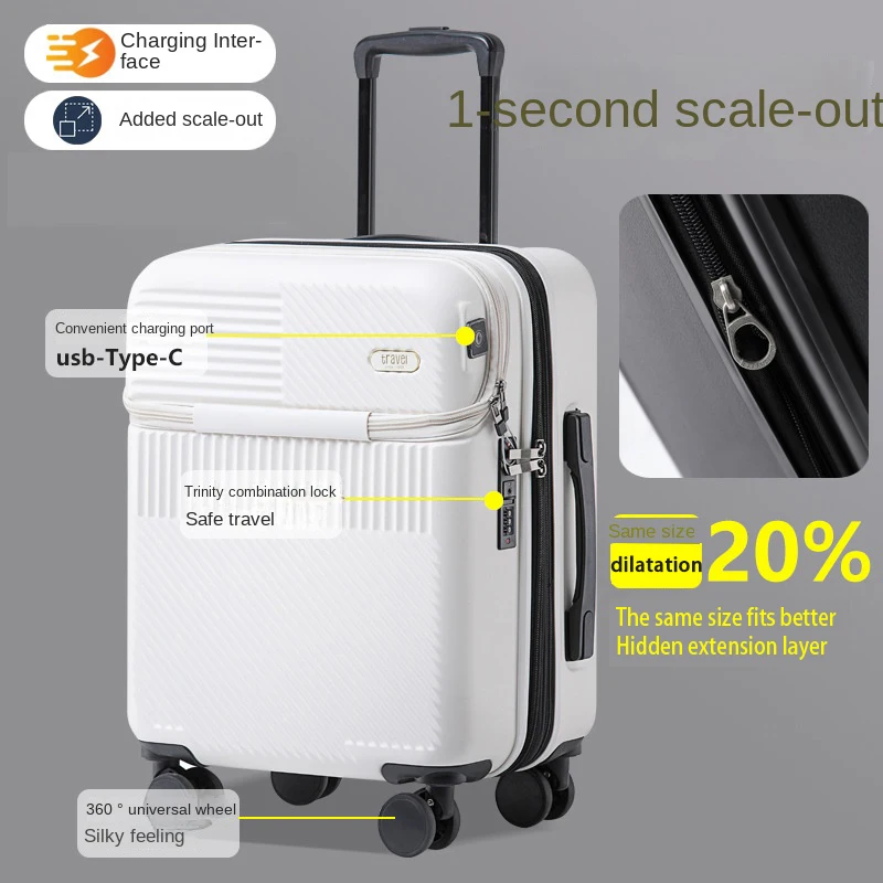 Suitcase Front Opening Luggage USB Charging 20\