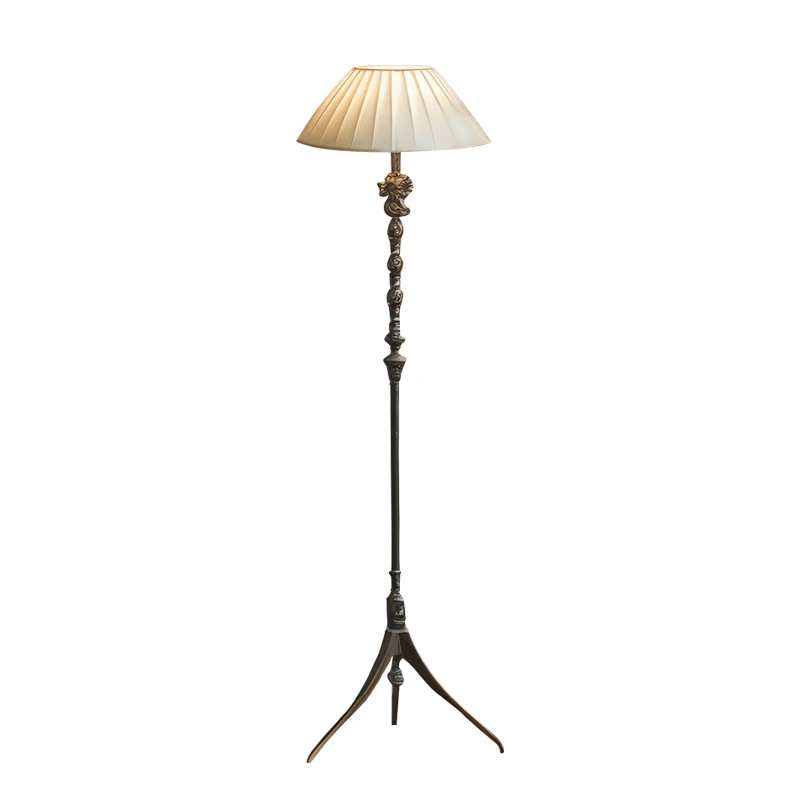

French antique floor lamp, vertical atmosphere lamp next to sofa in living room, bedroom study, advanced sense of retro