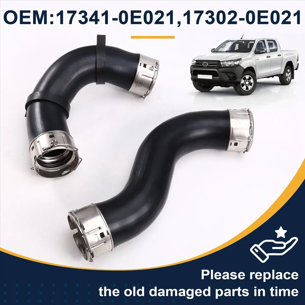 #17N Automotive Parts & Accessories,Intercooler Hose for Toyota Fortuner Innova Pickup Hilux 1GD 2GD (Black)