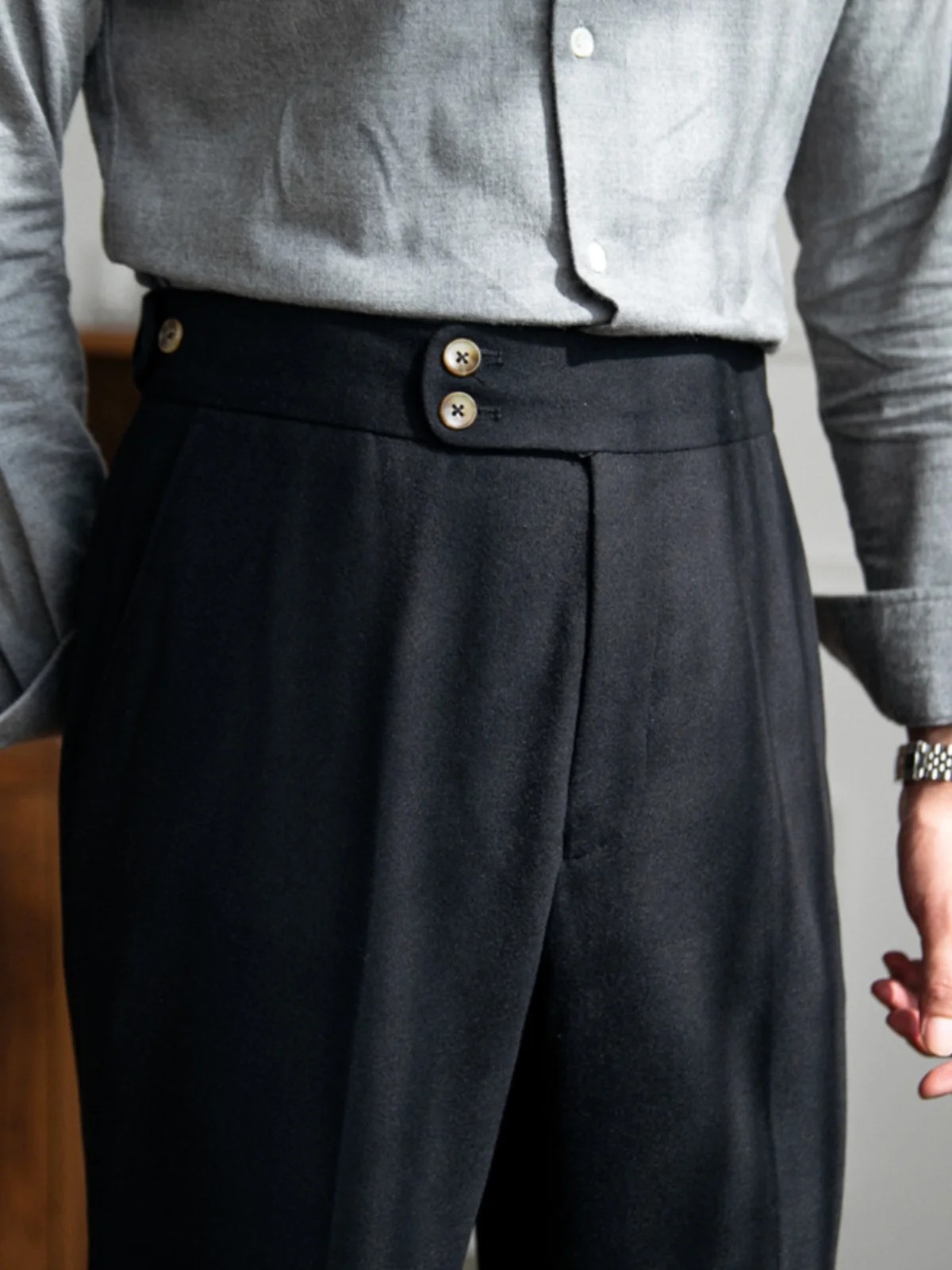 High Quality Autumn and Winter Thick All-Matching Casual Trousers Retro Warm Business Waist Adjustable Pants Men
