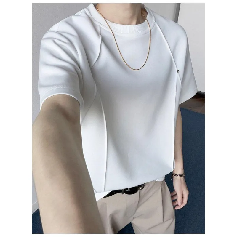 Summer New Short Sleeved T-shirt, Three-dimensional Rivet Trendy Brand American Heavyweight Half