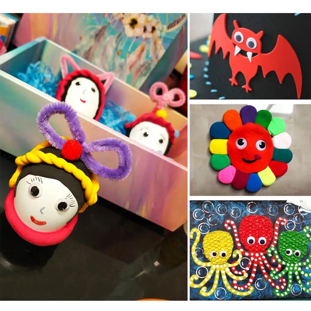 Set of 350 Googly Wiggle Eyes Scrapbook Toy Crafts Wobbly Eyes Beads for Adults Kids Crafting
