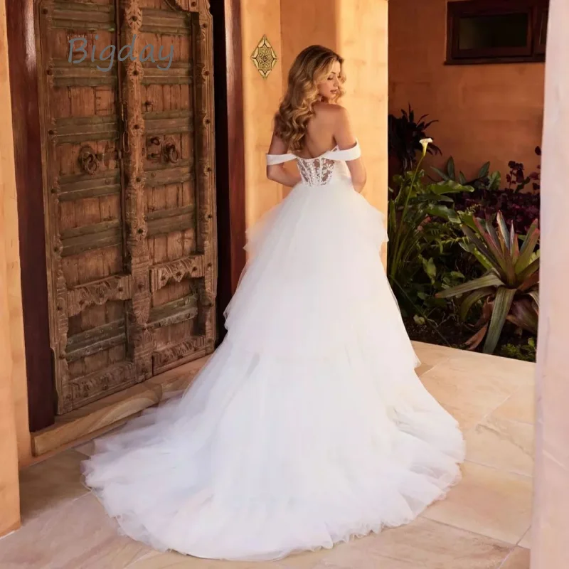 Vestidos De Novia elegantes De encaje para mujer, vestido De Novia De tul satinado con espalda abierta, cola desmontable, sirena, blanco