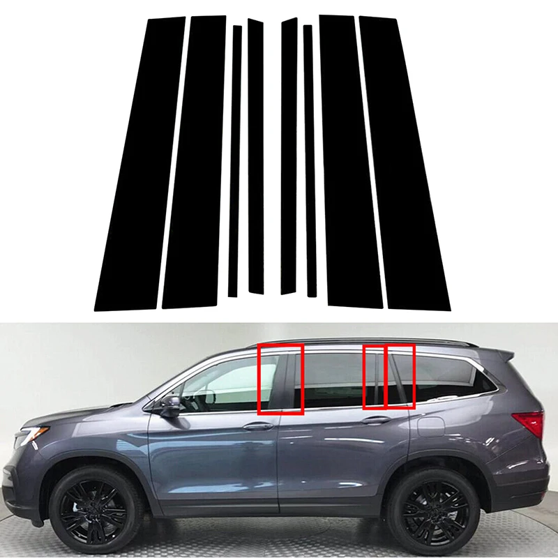 8 Pcs Car Window Pillar Posts Door Tirm Decal Cover for Honda Pilot Ridgeline 2016 2017 2018 2019 2020 2021 2022 Exterior Parts