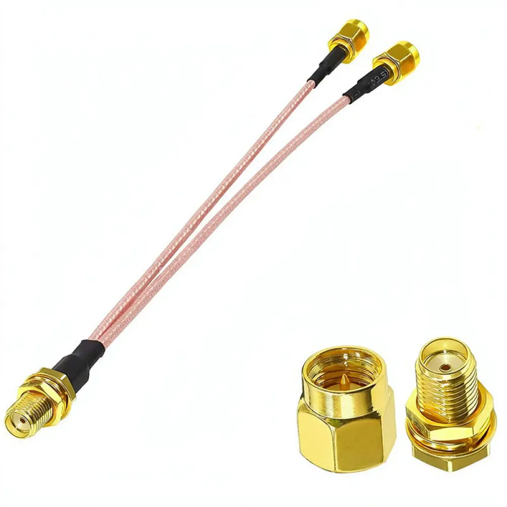For JX Antenna Adapter RG316 Y Splitter Cable RP SMA To Dual SMA Male Female Connector Wireless Network Signal Cord