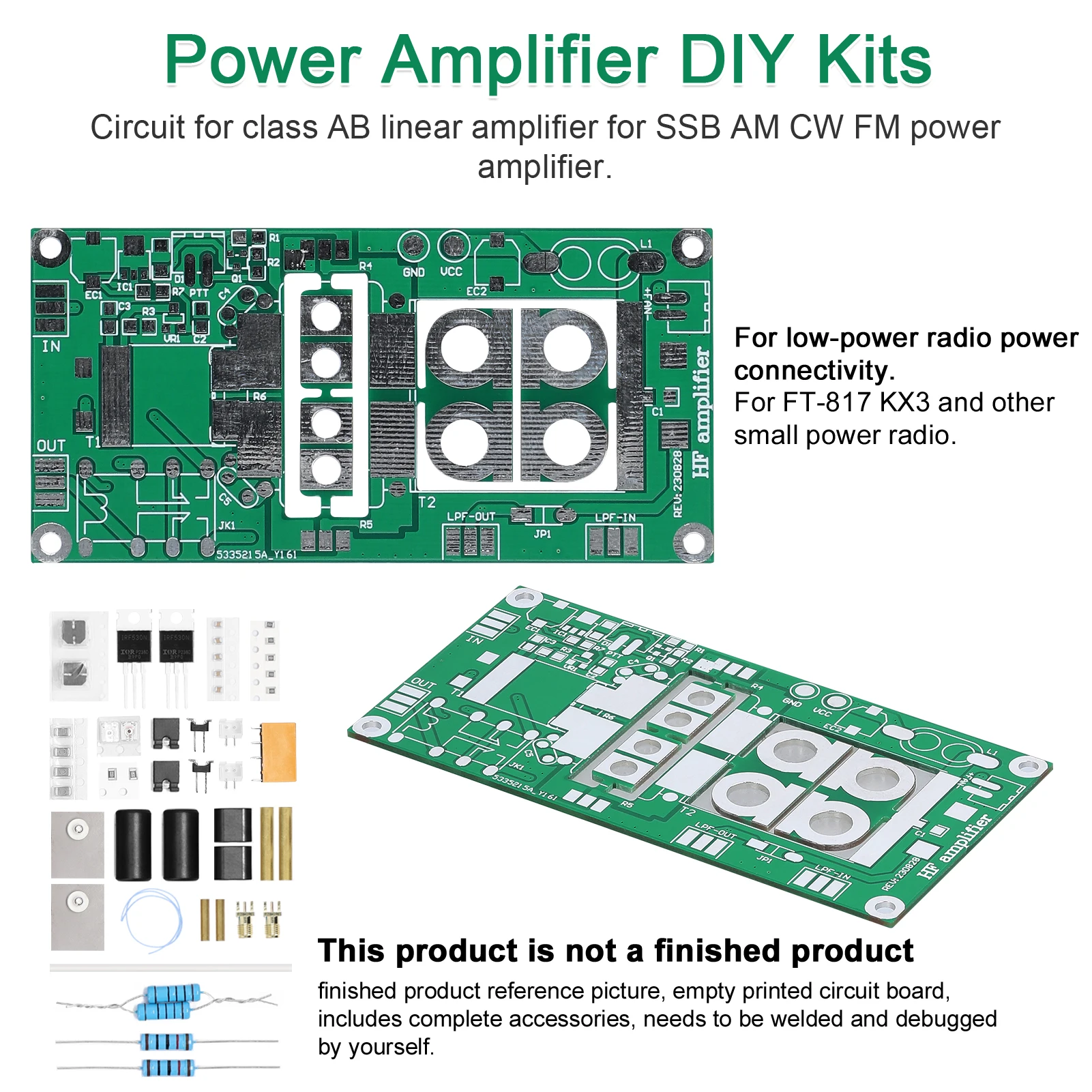 70W SSB Linear HF Power Amplifier 3.5-30Mhz for FT-817 KX3 Radio AM CW Frequency Modulation Radio Ham DIY Kit