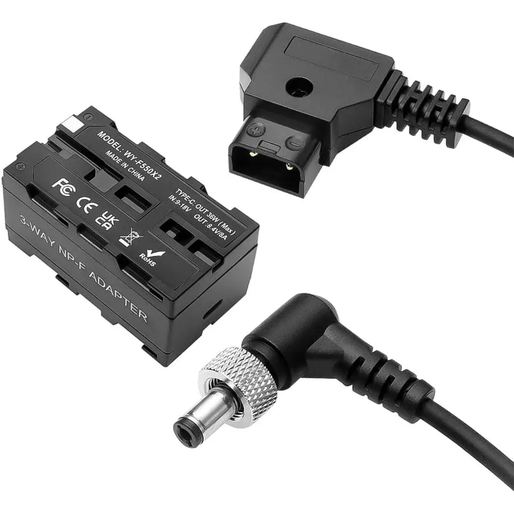 Alvin’s Cables D-tap to Double-Sided NP-F Dummy Battery Power Coiled Cable for Atomos Ninja| SmallHD| Feelworld Monitor, NP-F550