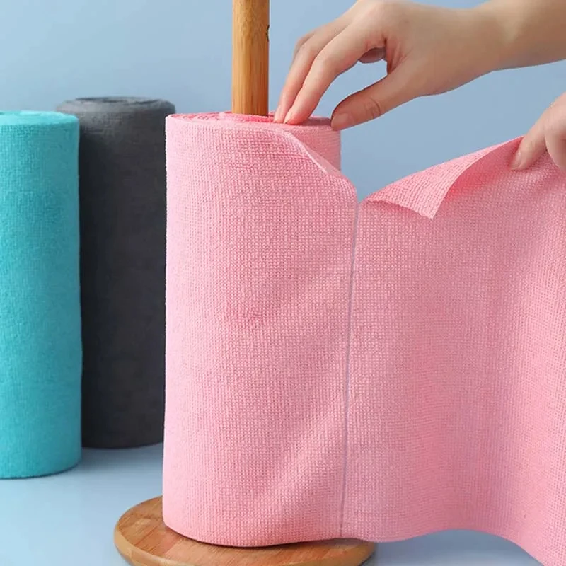 Reusable Tear-off Microfiber Towel Roll, Greaseproof Quick Drying Kitchen Cleaning Rags