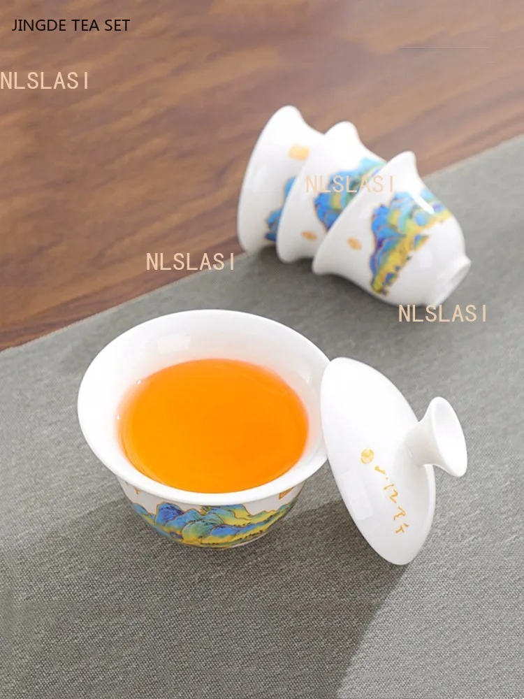 Leather Storage Box Teaware Set Exquisite Travel Tea Set Ceramic Gaiwan Quick Cup Outdoor Portable Custom Beauty Tea Infuser