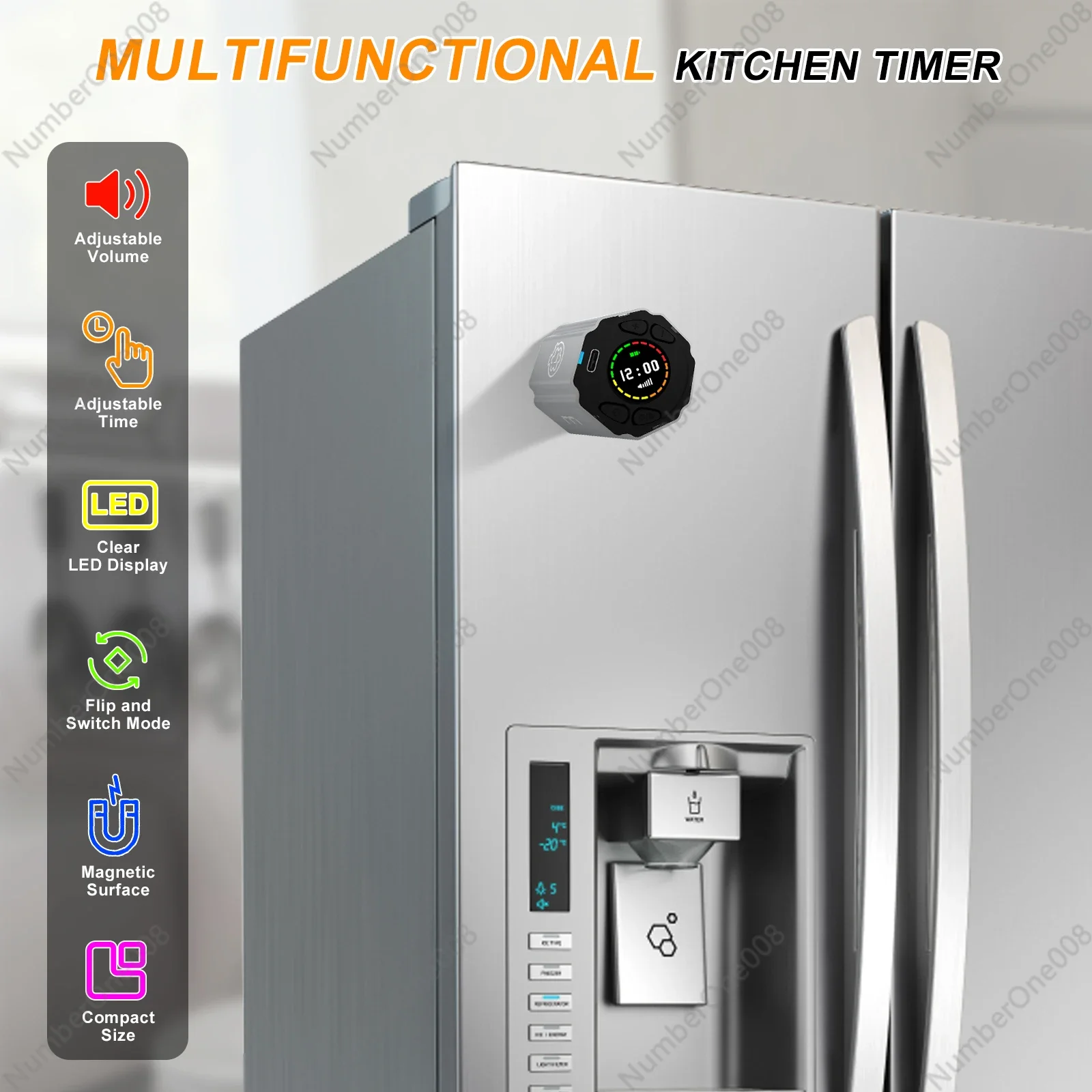 Mini Digital Kitchen Timer for Adults and Students with Magnetic Countdown Function