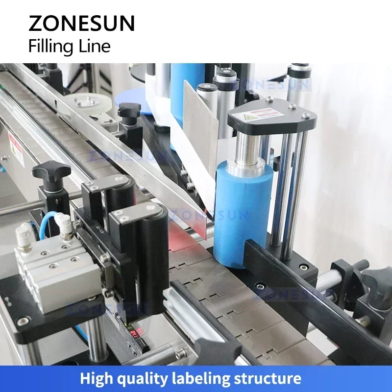 เครื่องบรรจุอัตโนมัติ ZONESUN ZS-PPCL2 พร้อมฝาปิดและติดฉลากแบบโมโนบล็อก ปั๊มลูกสูบ สายการบรรจุขวดขนาดเล็ก