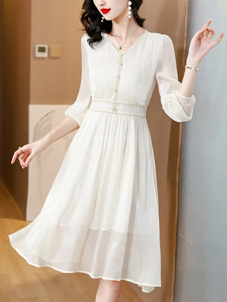2024 White Chic Diamonds Lace Prom Dress Women Elegant Bodycon Long Dress Gown Autumn Winter Korean Fashion Luxury Evening Dress