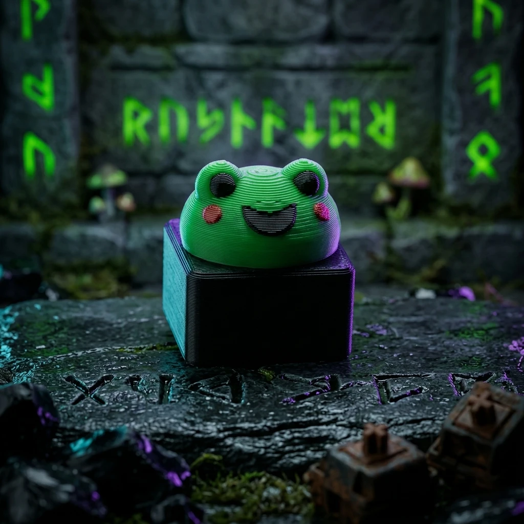 Cute Frog Artisan Keycap 3D Printed Kawaii Smiling Frog Cap for Cherry MX Switch Mechanical Gaming Keyboard Desk Setup Gift
