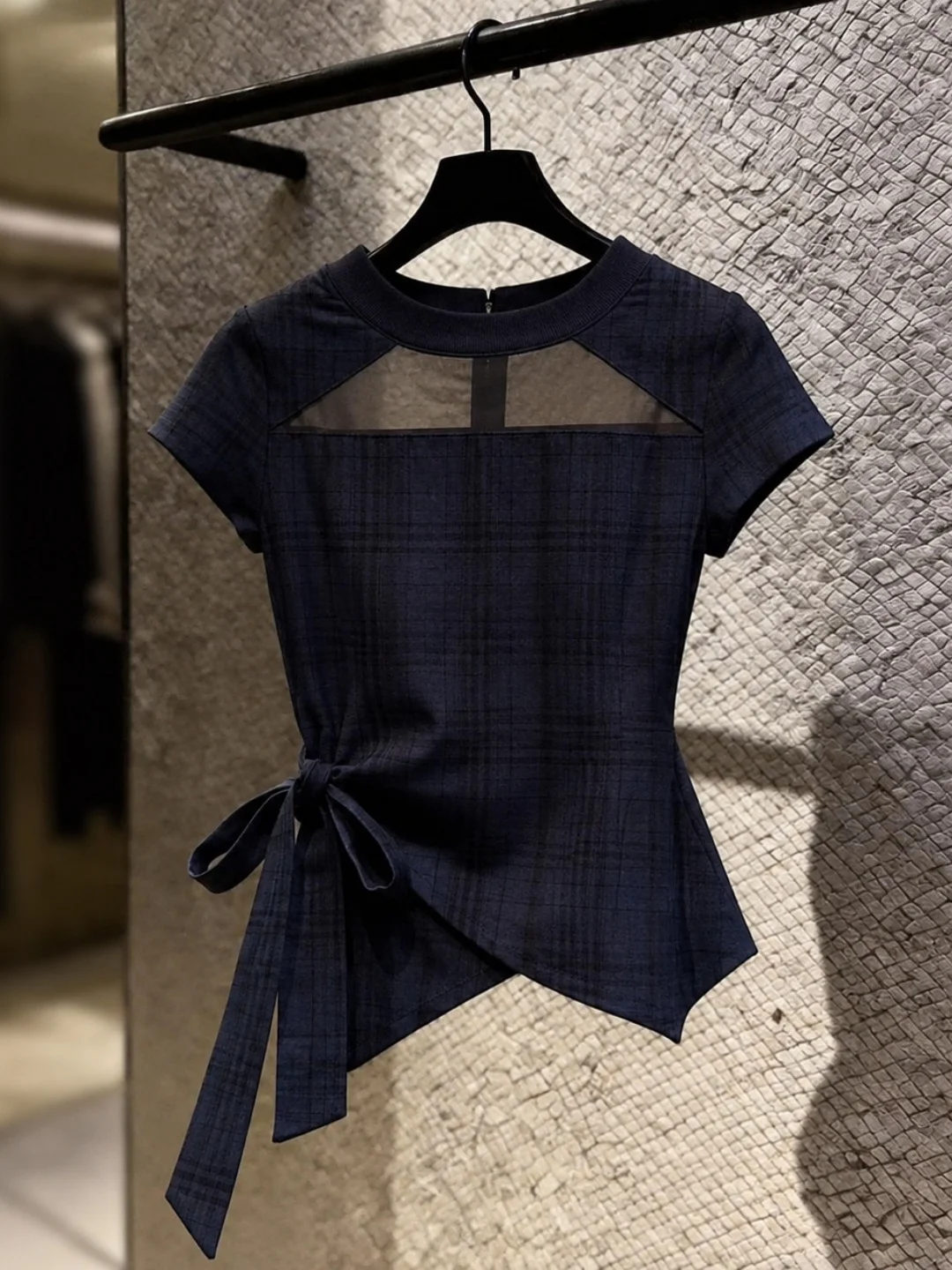

Korean Style Fashionable Commuter Knot Short Sleeve Shirt Women's Stylish Versatile Design Summer Trendy Miniature Elegance