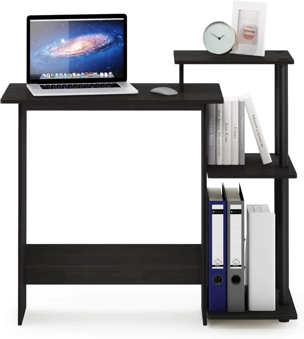 Efficient Gaming Desk with 3 Open Side Shelves, Laptop Computer Desk for Home Office, Study Room, Dorm