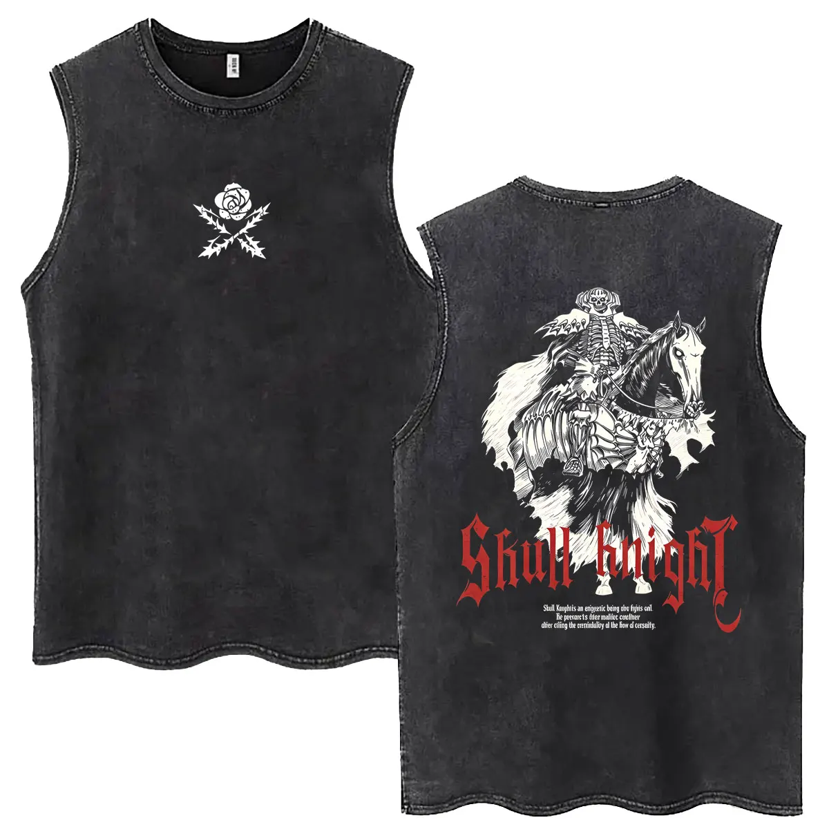 Anime Berserk Guts Vintage Washed Tank Tops Men Women Cotton Retro Oversized T Shirt Male Casual Gothic Sleeveless Vest T-shirt