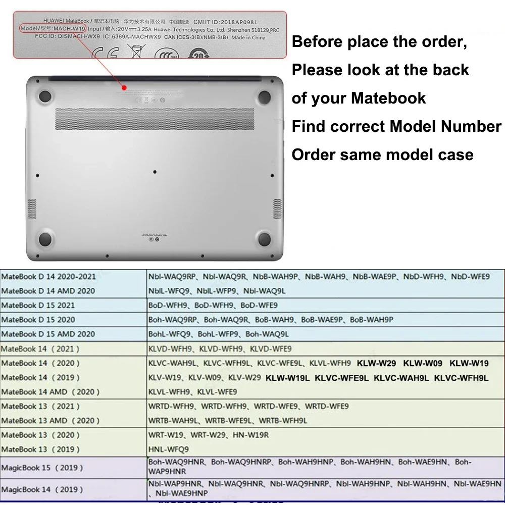 Matte Case for Huawei Matebook 14 2019 2020 2021 Glossy Clear Transparent Cover Hard Plastic Shell