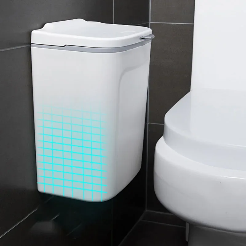

Bathroom Narrow Trash Can Wall Mounted Cover Modern Toilet Trash Can Nordic Original Garbage Bin for Kitchen