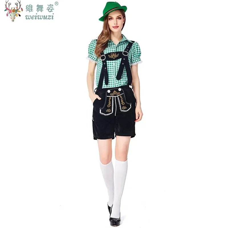 Niemiecki tradycyjny festiwal piwa ubrania dla dorosłych bawarskich kobiet czterokolorowy kombinezon w kratę garnitur damski