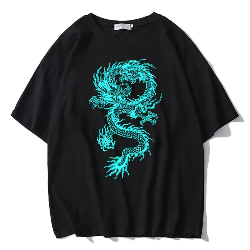 2023 Women T-shirt Ulzzang Harajuku Vintage Gothic Dragon Print Short Sleeve T Shirt Summer Loose Casual Unisex Y2k Clothes Tops