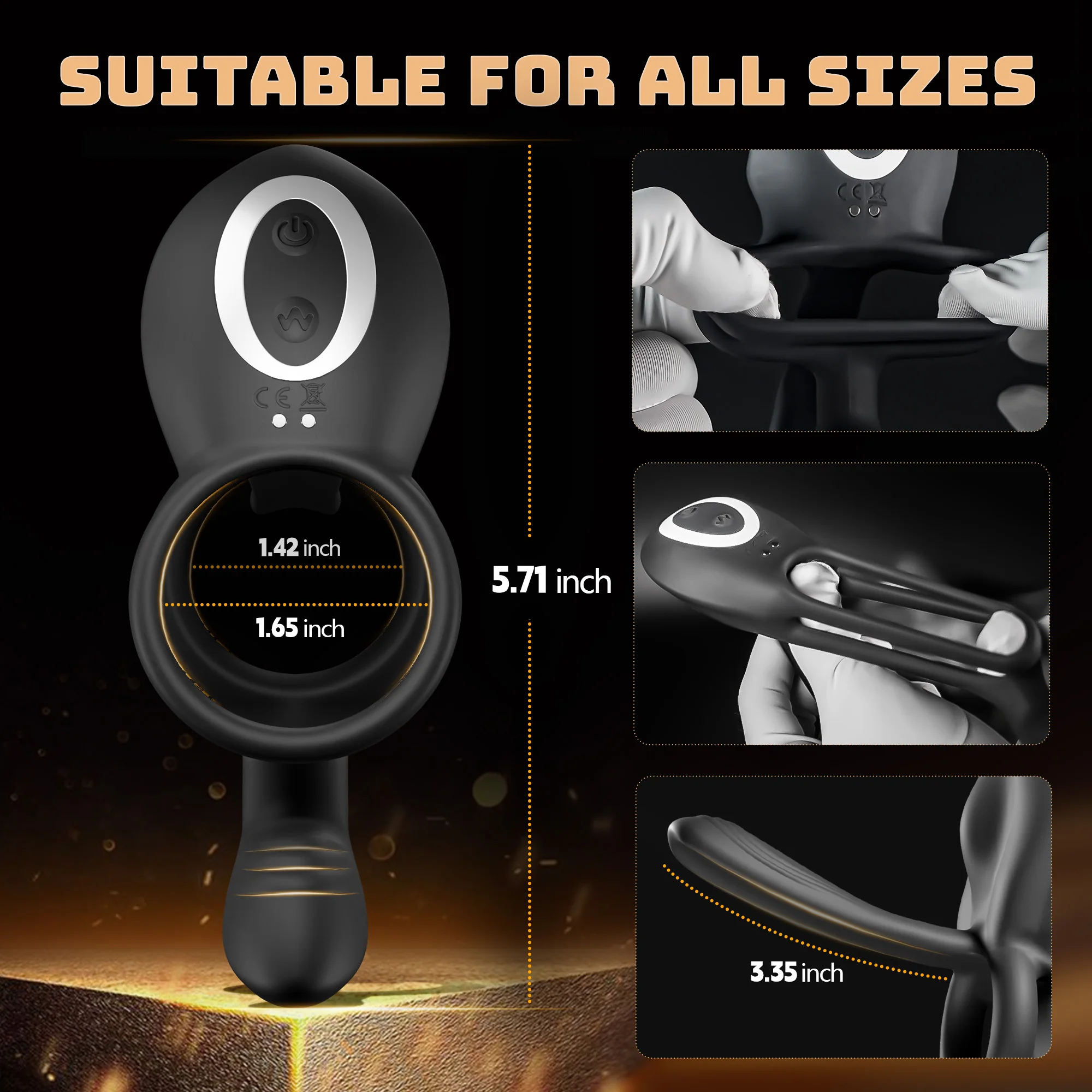Kushor 4in1 Vibrating Cock Ring Vibrator Penis Ring G Spot Clit Stimulator Men Ejaculation Delay Remote Control Couple Sex Toy - Image 3
