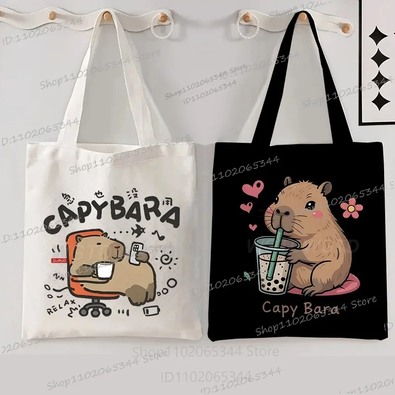 Capybara Funny Anime Women Men Handbag Cartoon Style Animal Capybara Shoulder Bag Fashion Teenage Gifts Casual Commuter Tote Bag