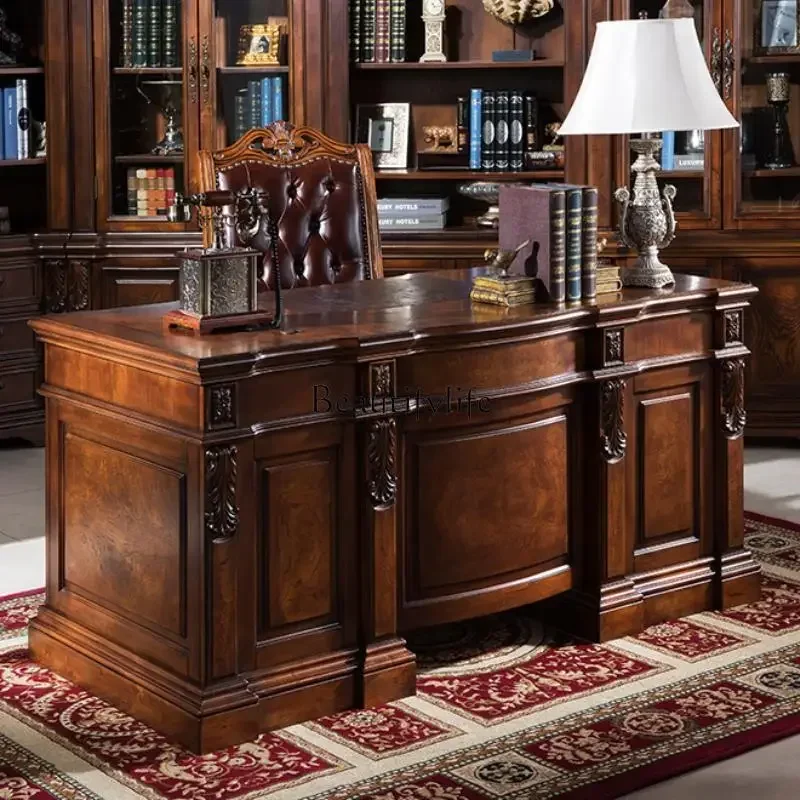 

LXAmerican desk high-end solid wood computer desk European class desk