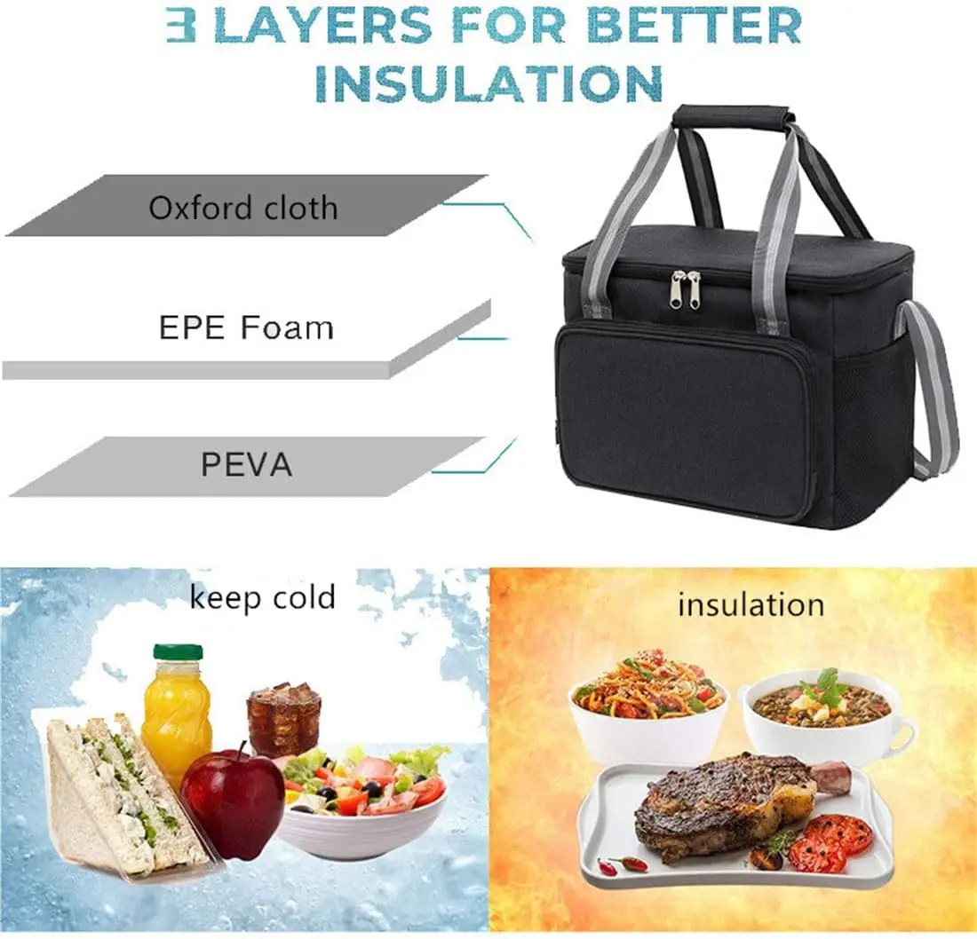 15L Foldable Thermal Bag for Picnics Small Portable Insulated Cooler Bag Lunch Box Waterproof Thermal Lunch Tote Handbags